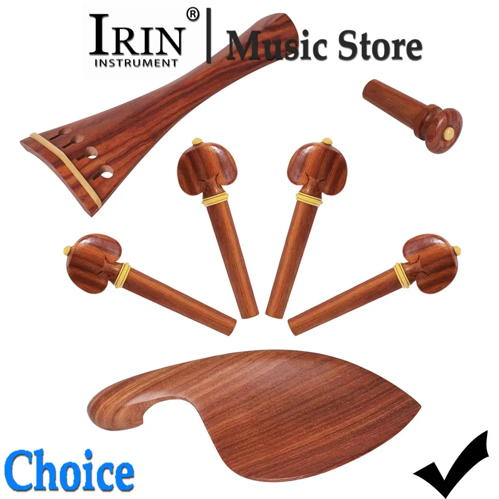 IRIN 3/4 4/4 Mahogany Violin Pegs Chin Rest End Pin Tuner Tailpiece Set Violin Replacement Parts Stringed Instrument Accessories