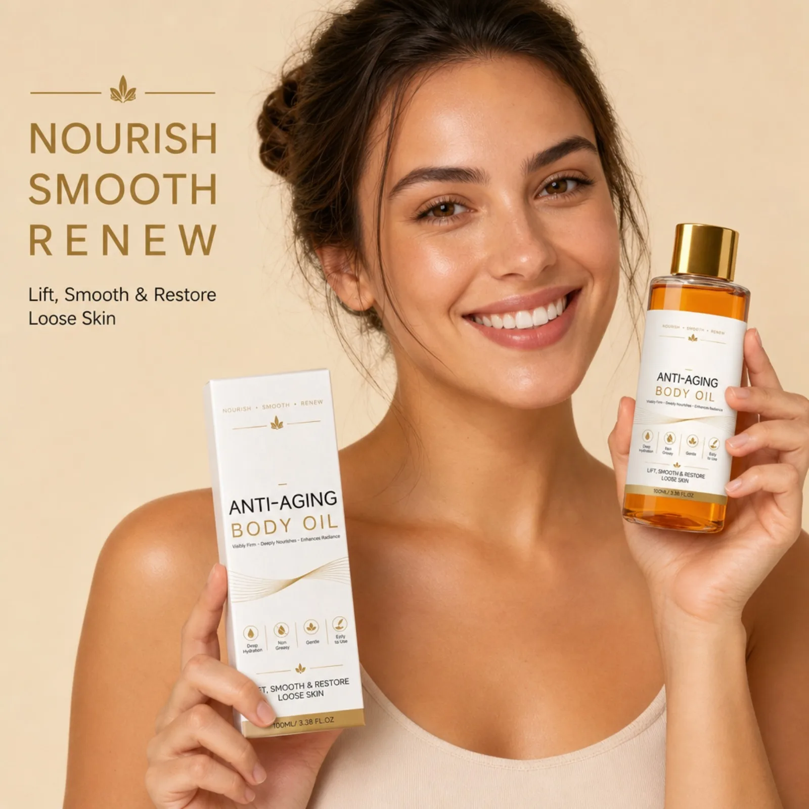 ANTIAGING Firming Body Oil for Dry Dull Rough Skin Non‑greasy Moisturizing Smoothing Deep Hydrating Body Oil Skincare