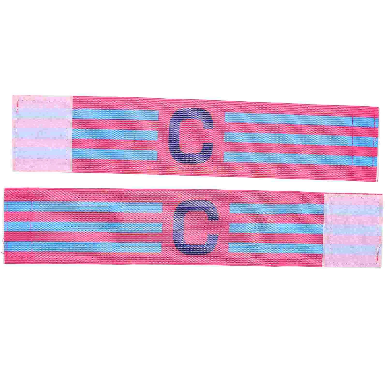 2 Pcs Horizontal Stripes Football Captain Armband Nylon Outdoor Team Sports Groups Soccer Armbands