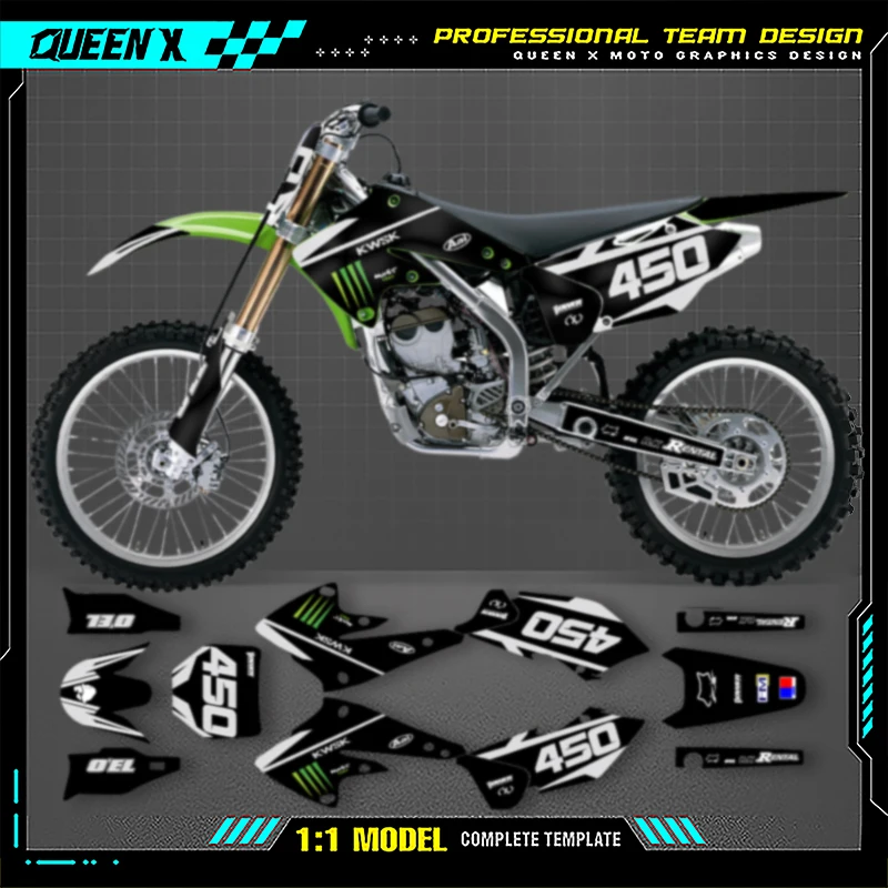 

Queen X MOTOR для KAWASAKI KXF250 KX250F KXF 250 2004 2005, набор графических наклеек для мотоцикла 003
