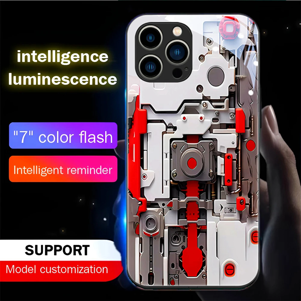 

Luminous Mechanical Parts Sound Control LED Flash Cases Glowing Cover For Samsung S24 S23 S22 S21 S20 FE Note 10 20 Plus Ultra