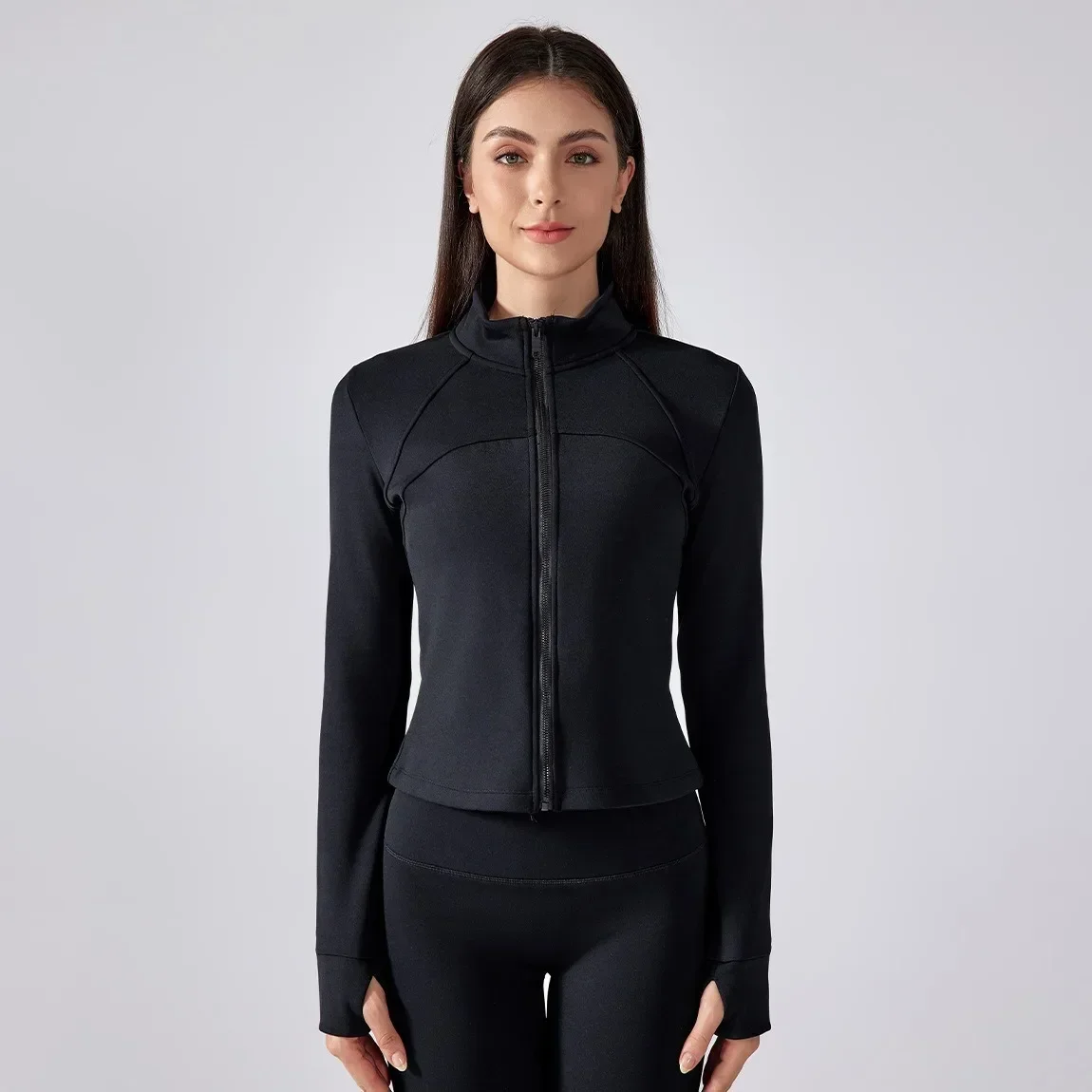 Chaqueta deportiva de otoño e invierno de limón para mujer, chaqueta de Yoga de manga larga para gimnasio, abrigo polar con cremallera completa, ropa de entrenamiento cálida para exteriores