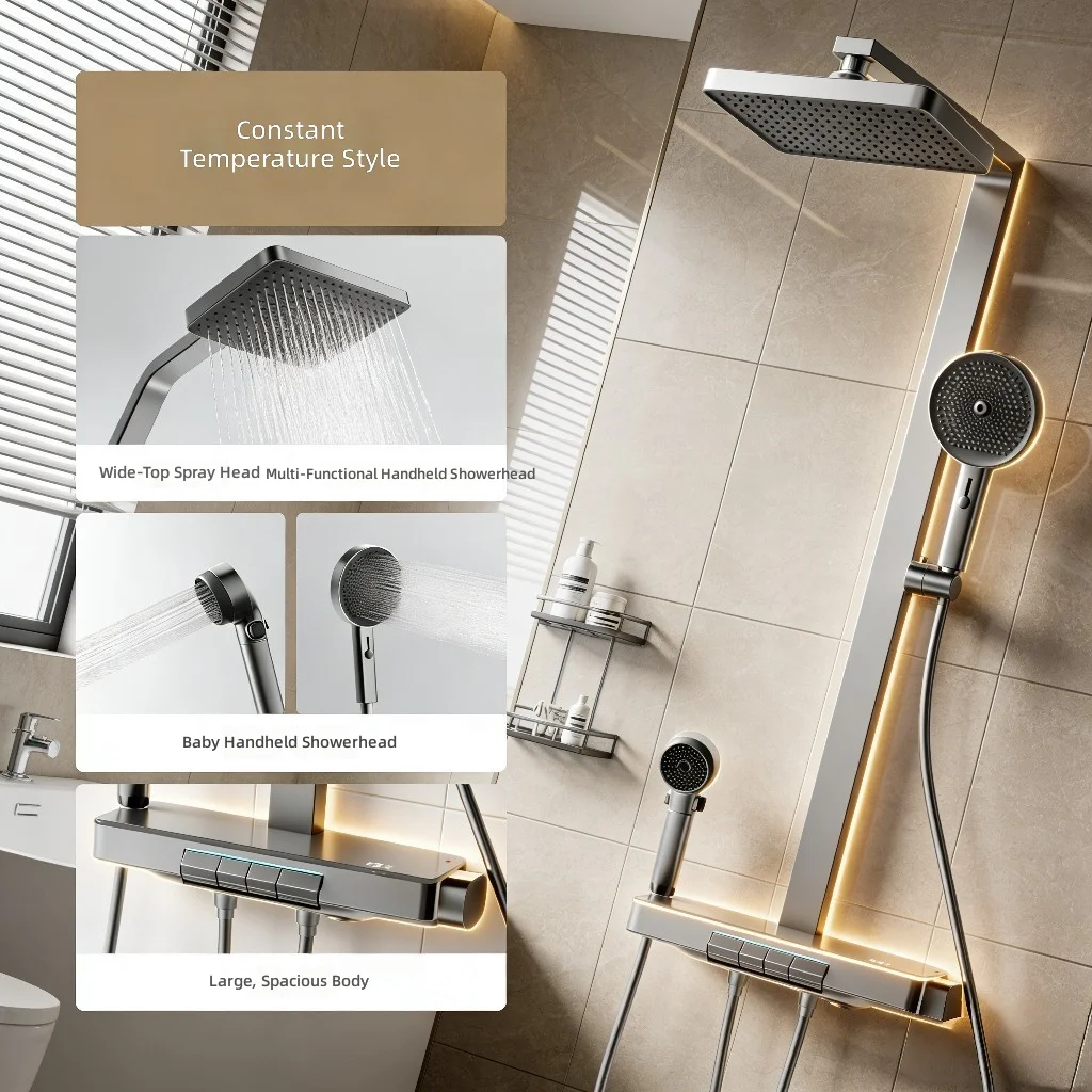 Shower Head Set, 2-in-1 Dual Shower System, Bathroom Copper Shower Faucet, Child-Friendly Bath Sprayer, Home Use