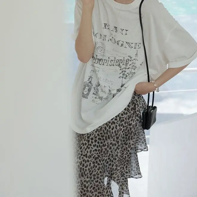Floral Chiffon Lotus Leaf Irregular Summer High Waist Skirt New 2026 Medium and Long