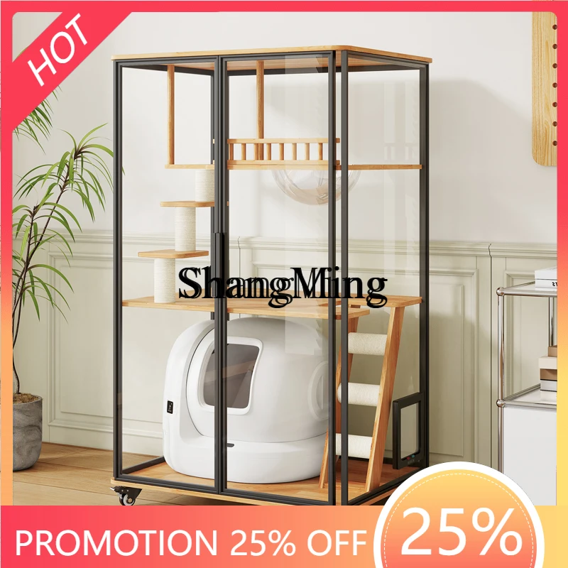 

FG panoramic large space cat cage solid wood cabinet luxury cat house home interior
