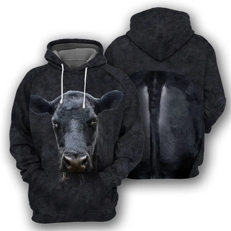 Autumn Sheep Alpaca Bull Horse Graphic Hoodie For Men Animal 3D Printed Long Sleeve Pullover Sweatshirts Street Oversized Tops