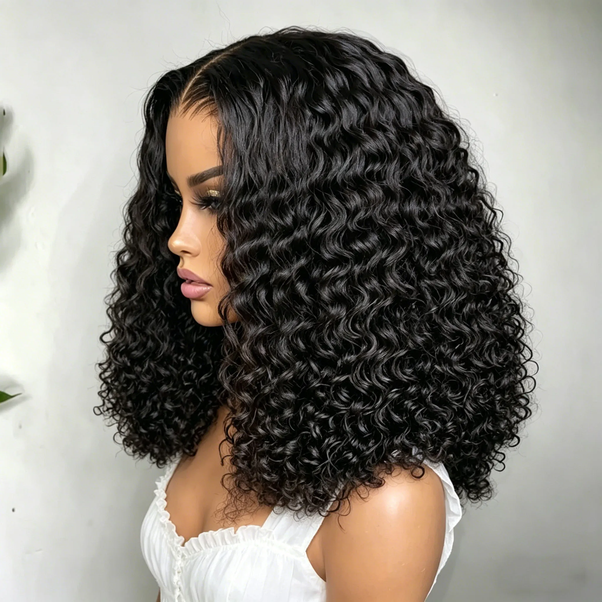 

Deep Wave Short Bob Wig 13x4 Transparent Lace Front Wigs Brazilian Curly Wave Lace Frontal Human Hair Wig For Women 200 Density