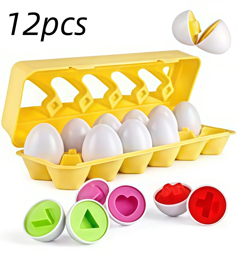 Bijpassende eieren speelgoed kleur- en vormherkenning sorteerder puzzel, Montessori speelgoed voor baby paasreizen bingospel, zintuiglijk vroeg