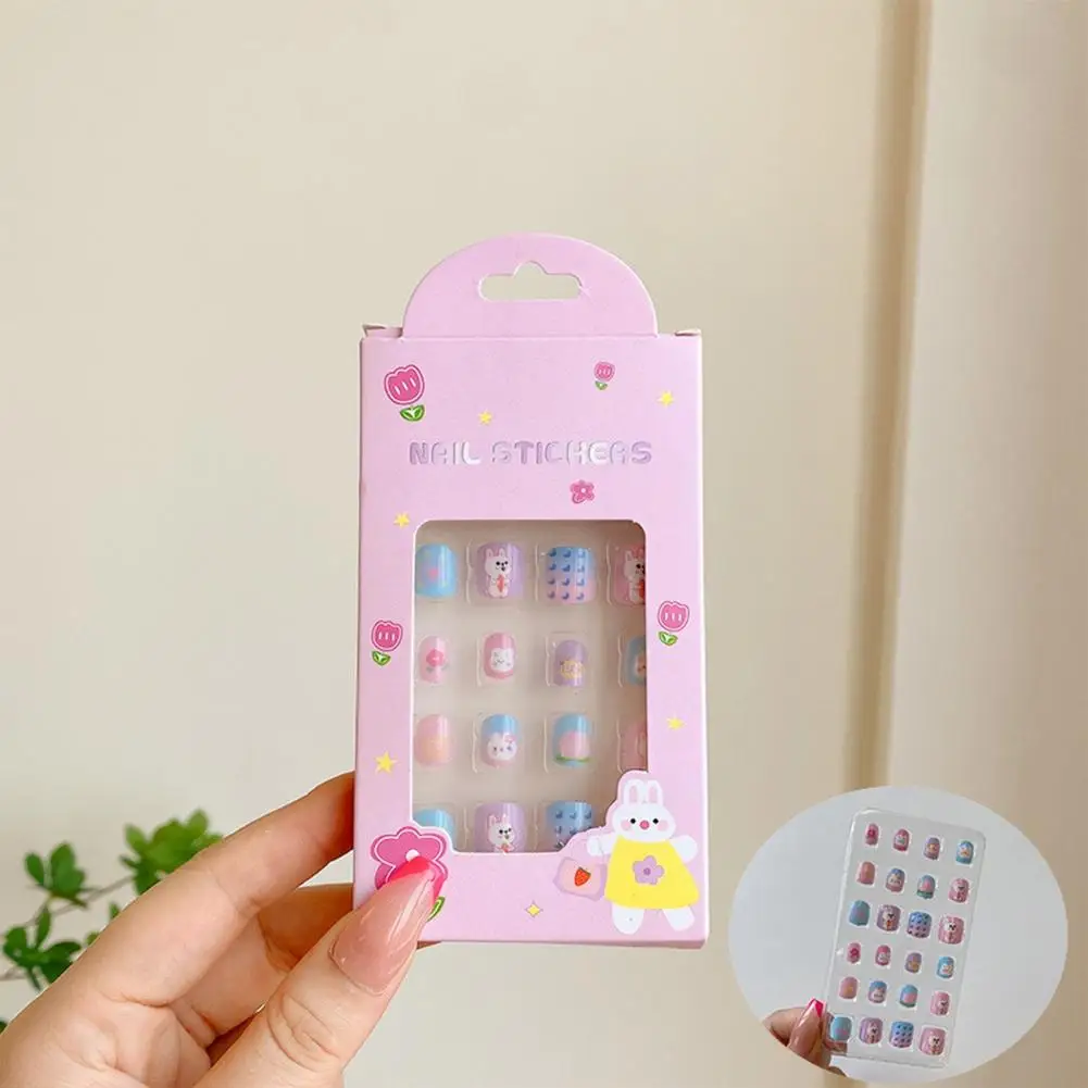 Uñas postizas Kawaii para niños, juego de pegatinas de Arte de uñas, Kit de uñas creativas Diy para uñas de moda