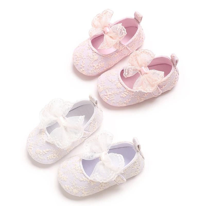 

Cute lace girls' princess shoes, baby shoes, bow shaped walking shoes, baby shoes 0-18 months old