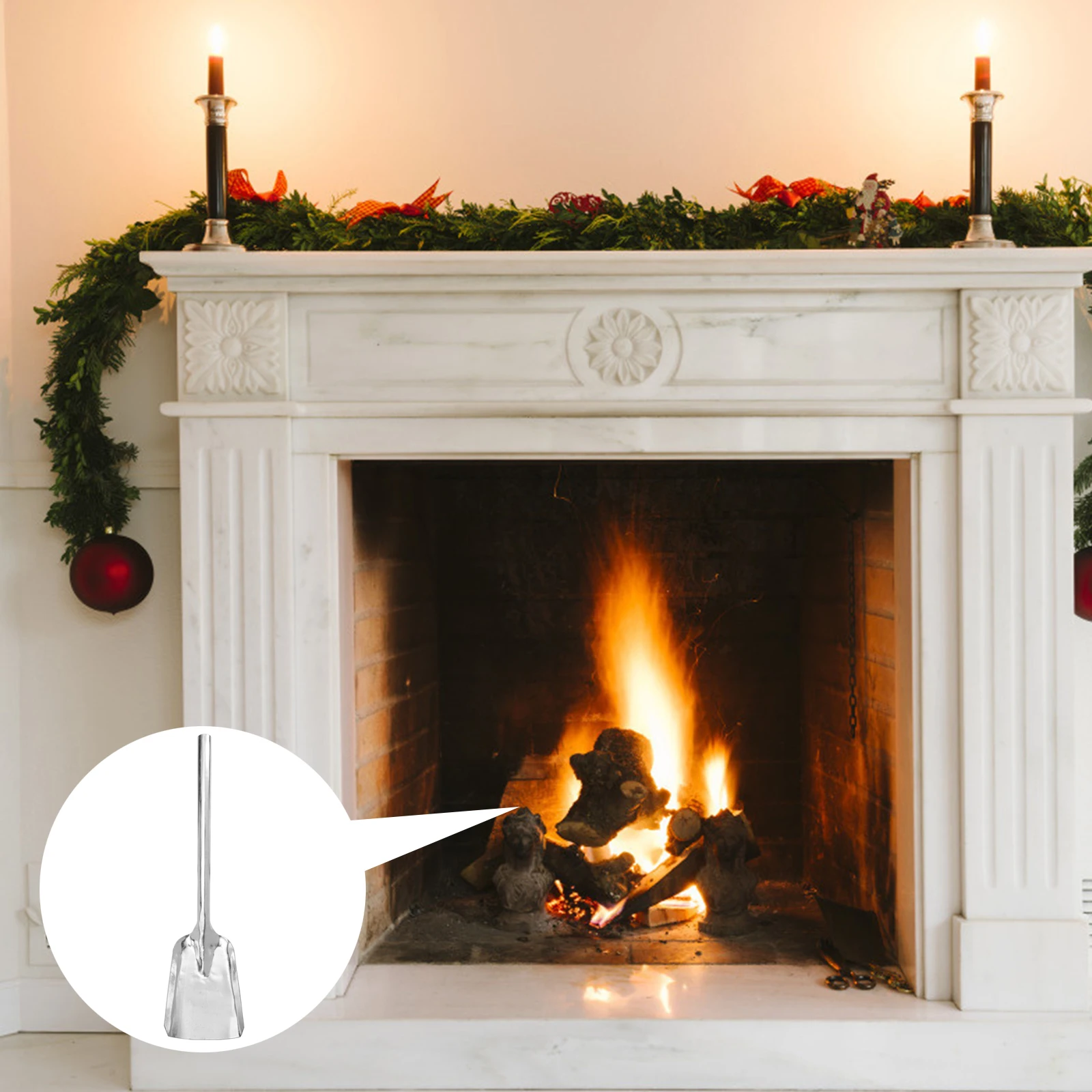 

Heavy Duty Thick Coal Shovel Long Handle for Kitchen Fireplace Use Rustproof Iron Shovel Multi-Functional Coal-Ash Shovels