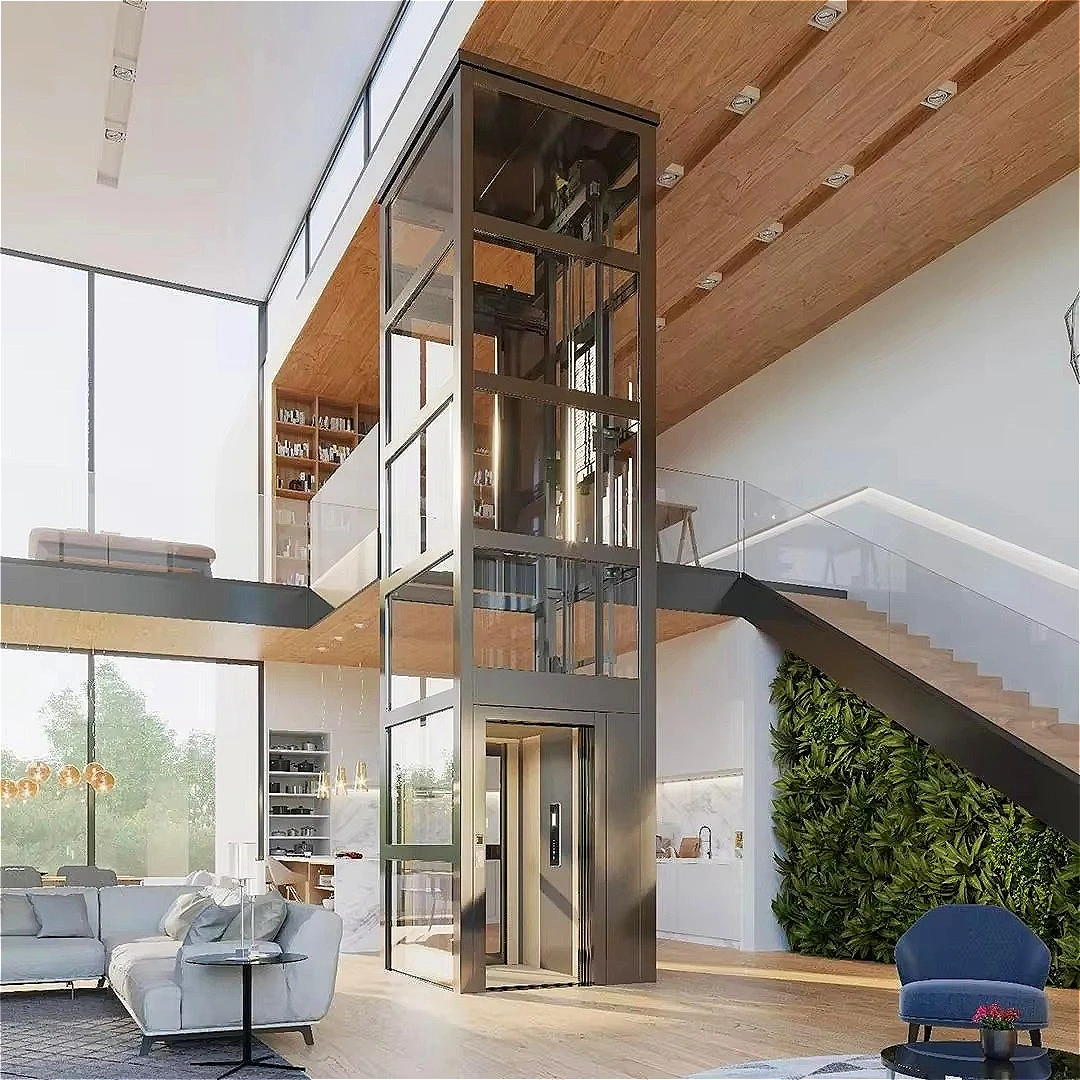 Hotel Passenger Elevator 6 Floors 800kg 1.0m S Panoramic Glass Cabin Customized for Luxury Hotel Boutique High Quality