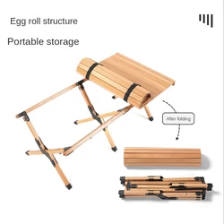 New Outdoor Folding Chicken Rolls Table Portable Beech Folding Table Camping Picnic Table Barbecue Table Solid Wood Table