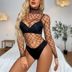 Sexy Big Fishnet Bodystocking Woman Underwear Open Crothless Erotic Bodysuit Sexy Lingerie Hot Women Sex Costumes Mesh Costume