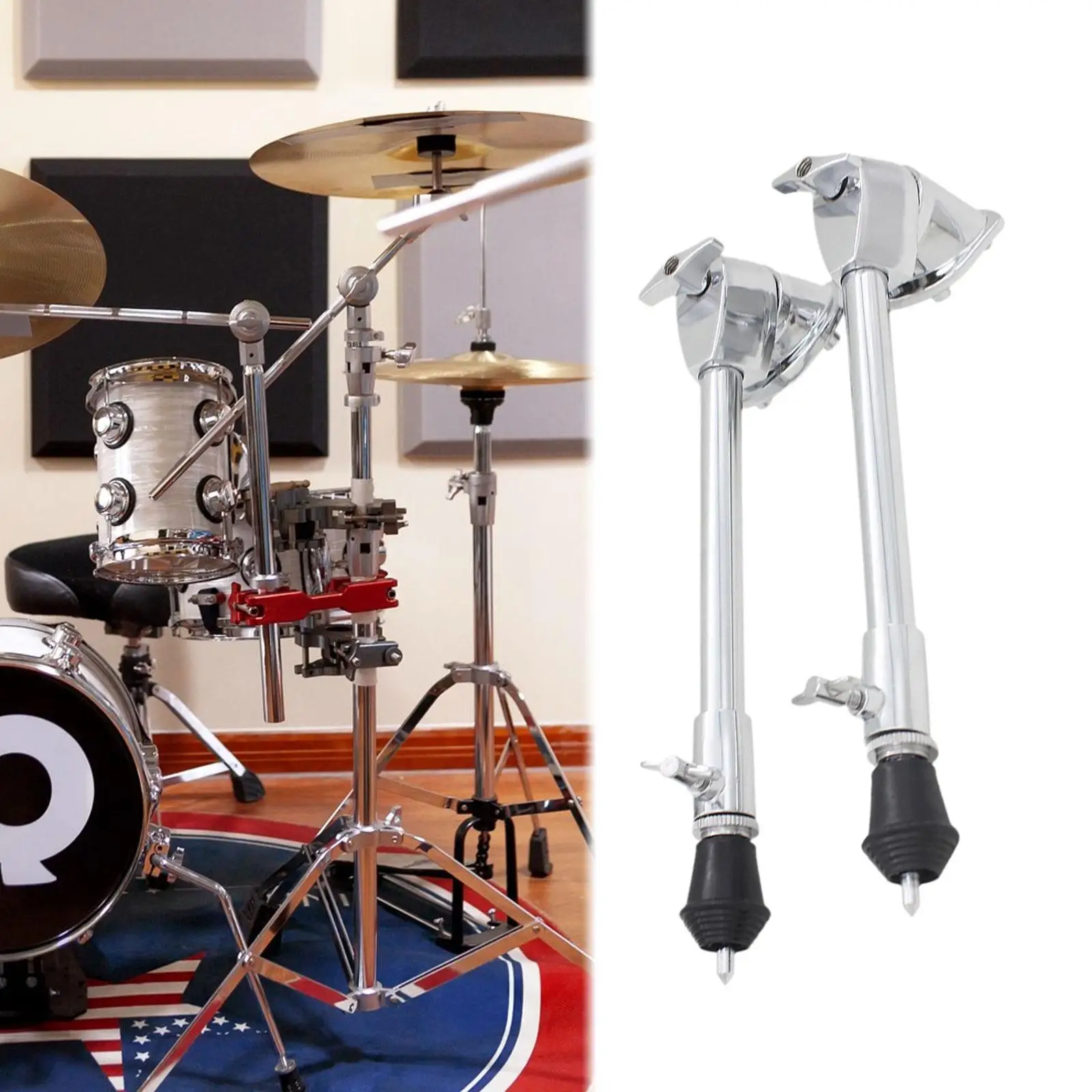 

2Pcs Tom Drum Legs Stable Easy to Install DIY High Strength Universal Fit Non Slip Accessory Percussion Instrument Replacement