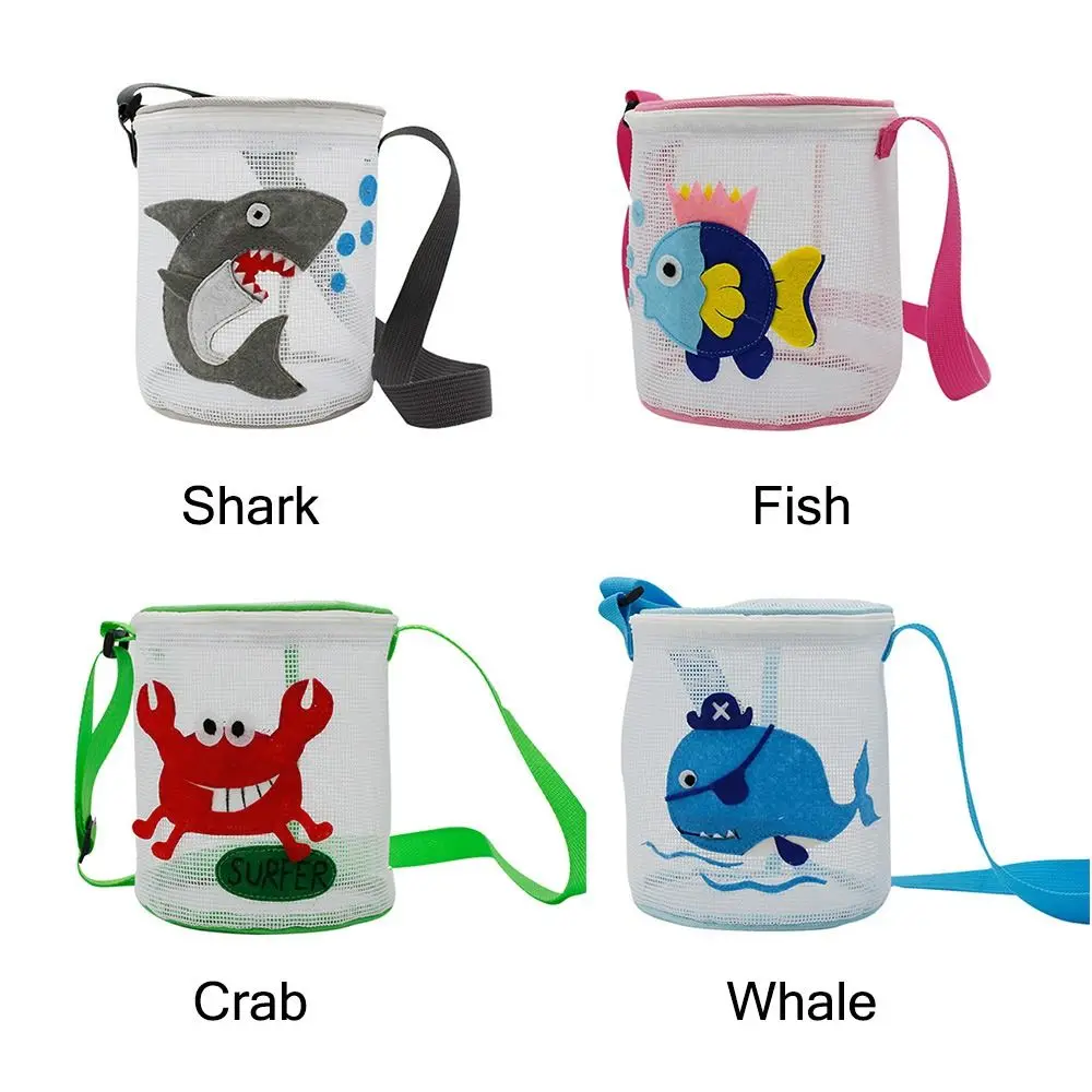 Reis Emmer Net Tas Veelkleurige Strand Speelgoed Mesh Tas Schattig Cartoon Patroon Haai Walvis Krab Shell Opbergzak Zand Speelgoed