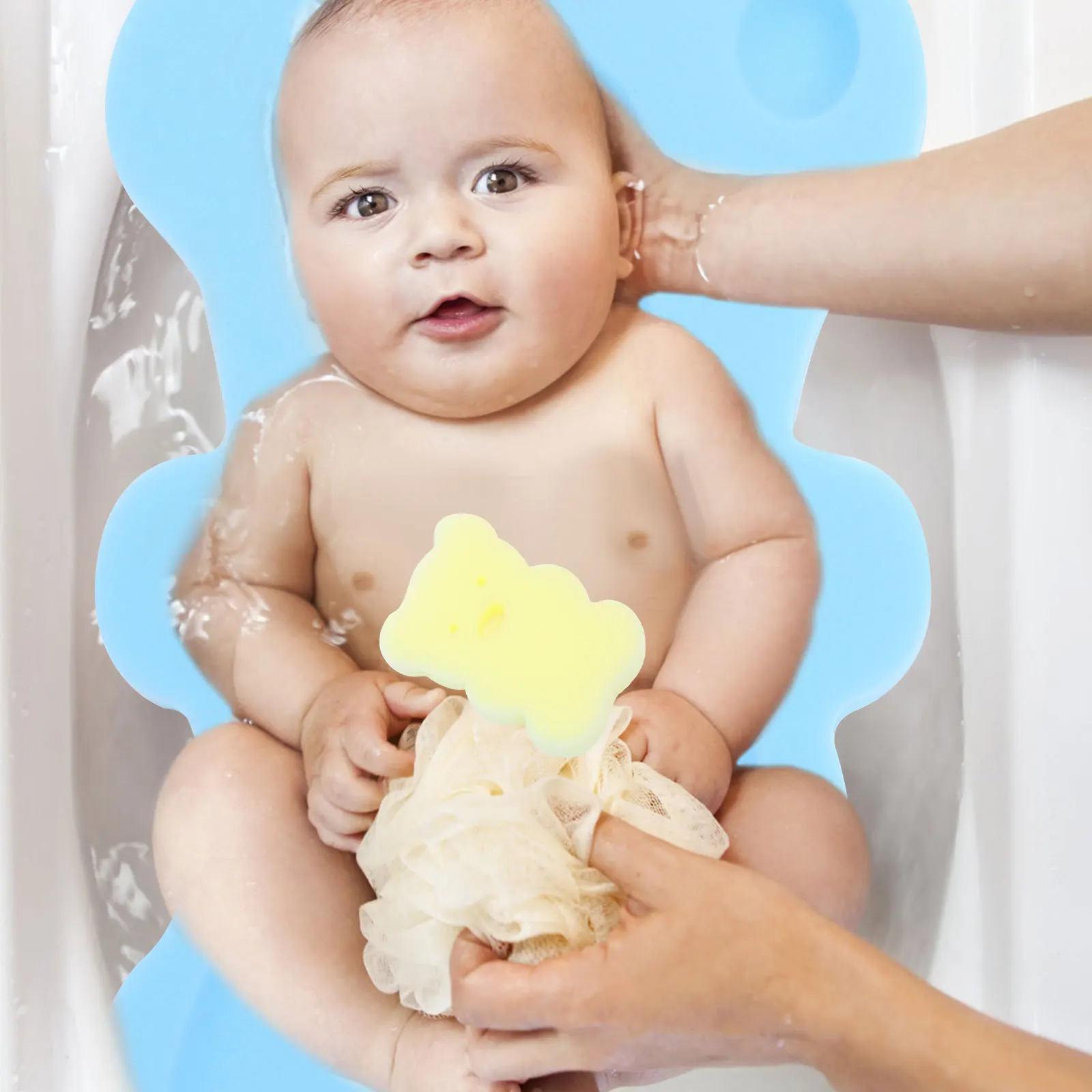 

Коврик-губка для купания младенцев, подушка для купания новорожденных, противоскользящий коврик для ванной для купания младенцев, случайный цвет