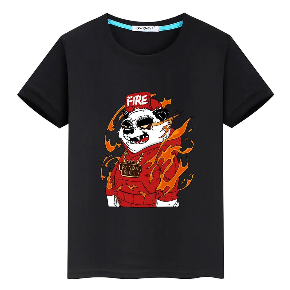 

Panda Animal Cartoon Print Tee-shirt 100% Cotton Boys and Girls Tee-shirt Kawaii Casual Comfortable O-neck Tshirt Cute Graphic