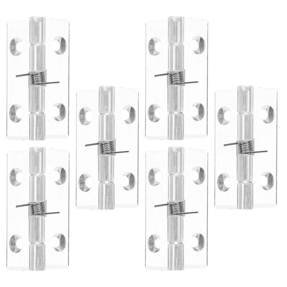 

6pcs Invisible Door Hinge Crystal Clear Acrylic Self Closing Spring Hinges Automatic Door Closer Concealed Hardware For