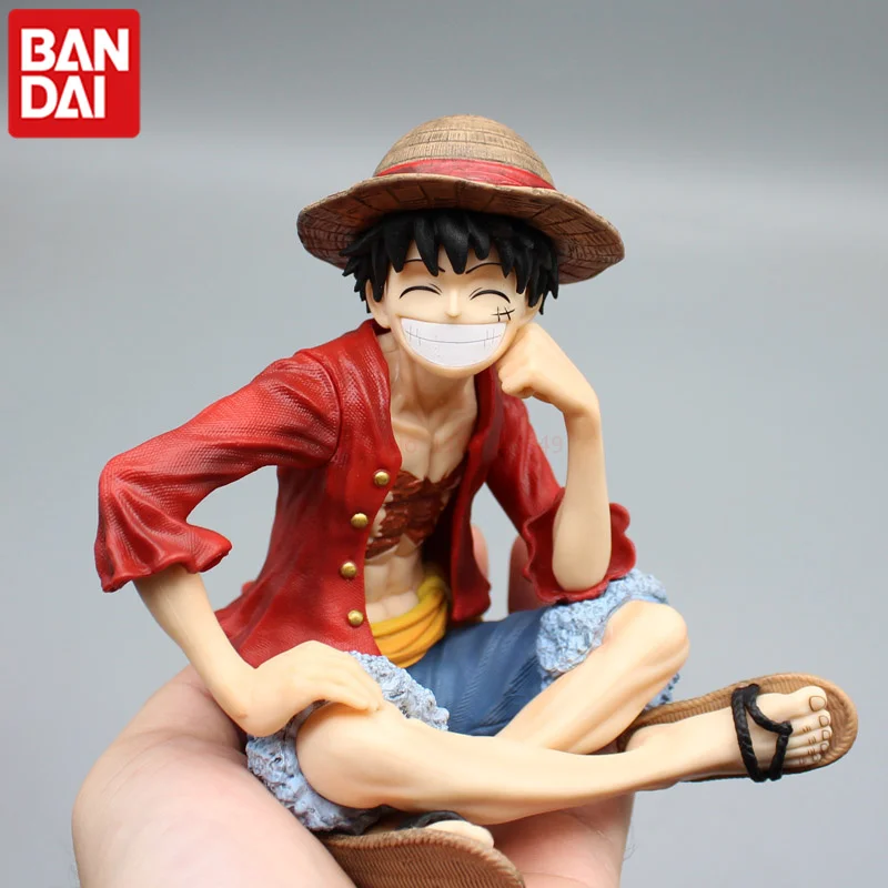 Cartoon One Piece Smiling Sitting Straw Hat Luffy Gk Anime Action Figures Model Birthday Gift Ornaments Toy For Children Gift