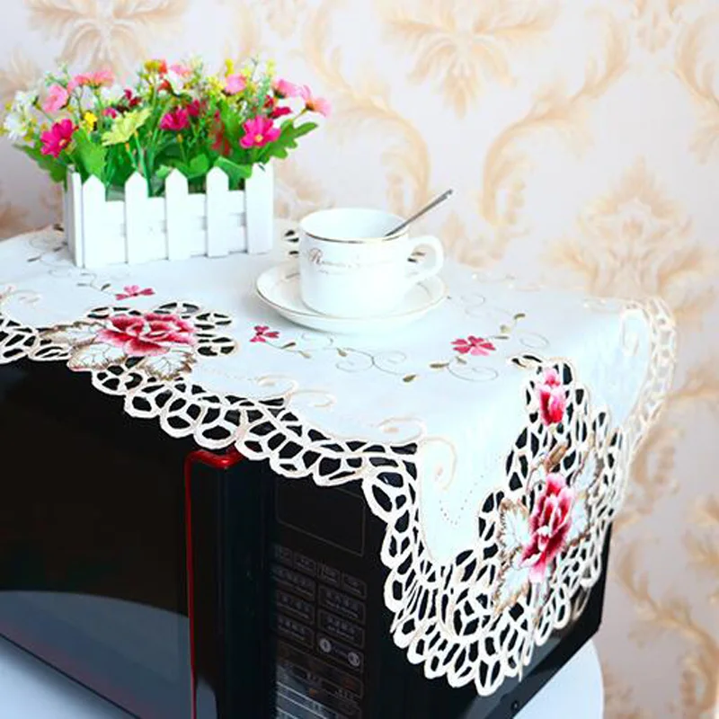 Luxury satin Rose Embroidery bed Table flag Runner cloth cover kitchen Christmas Wedding party Table decoration and accessories