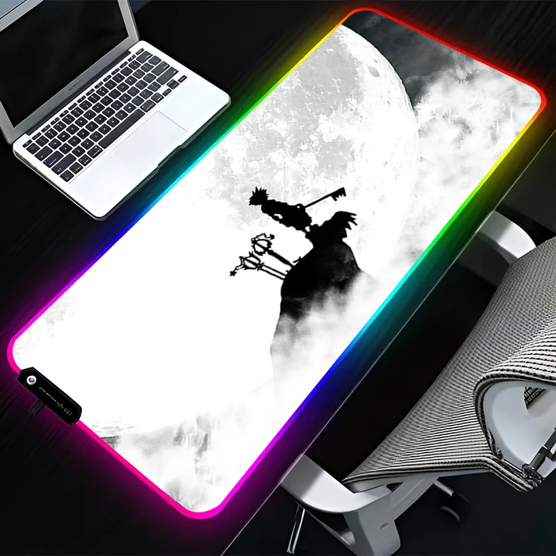 

RGB LED Mouse Pad Rubber HD Mousepad Computer Gaming Accessories Keyboard Pad Office Non Slip K-kingdom H-hearts Desk Mouse Mat