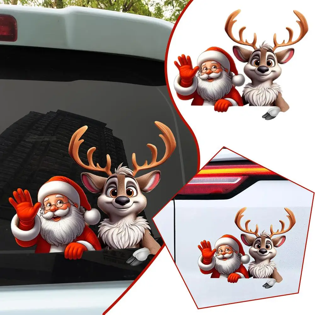 New Christmas Car Window Sticker Waterproof Windshield Body Decoration Vinyl Window Decals Auto Festival Rear Q0l6