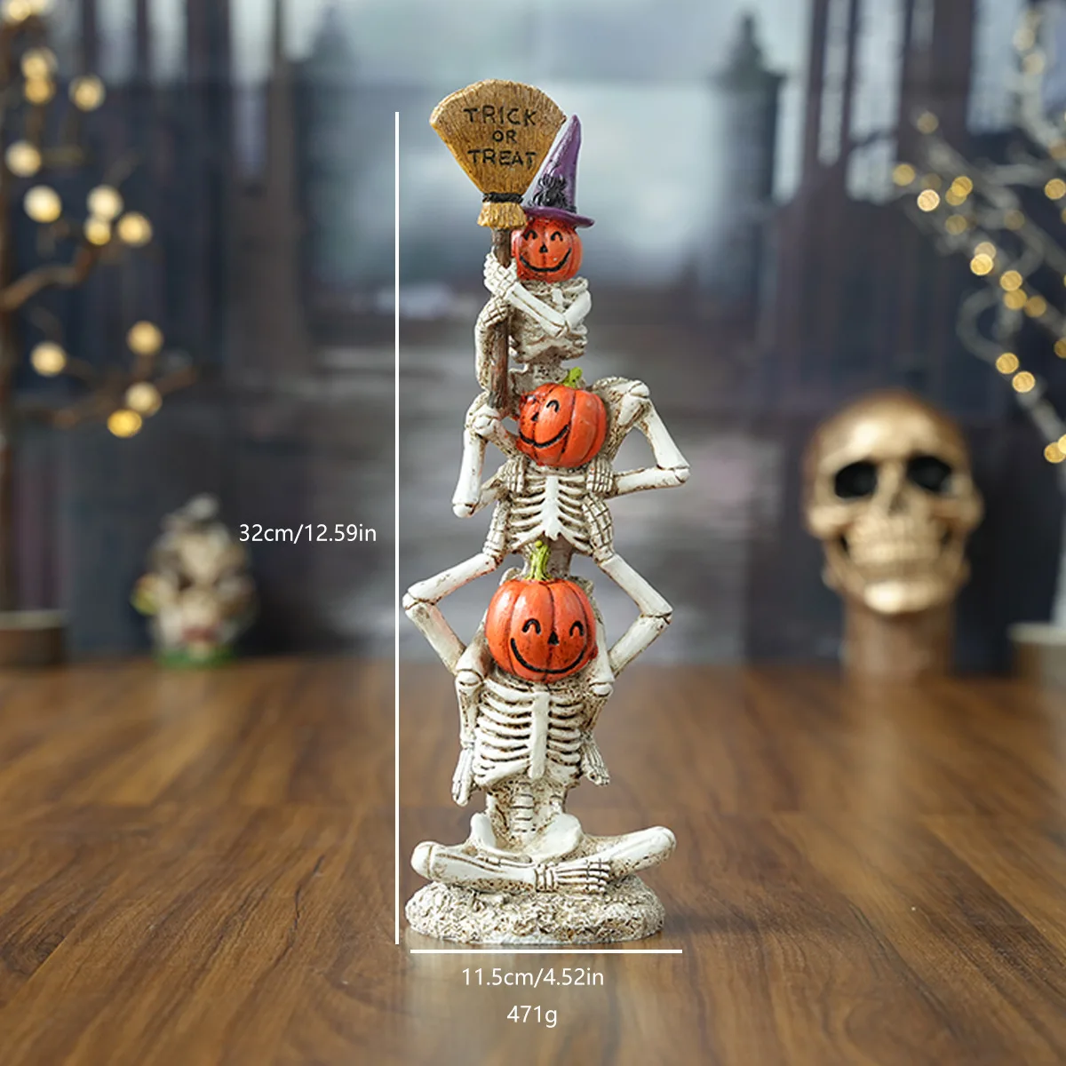 Halloween Smiling Pumpkin Stack Resin Decor for Home Desk Outdoor Halloween Party Decoration