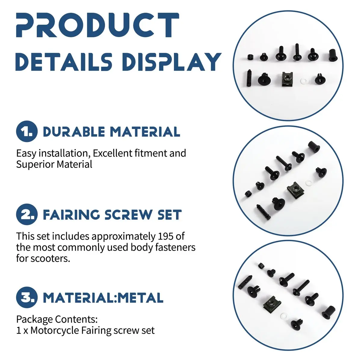 A23Z 195Pcs Motorcycle Fairing Bolt Kit, Aluminum Screws Nuts Clips Fasteners Set for Motorcycle Fairing Screw Set Repair
