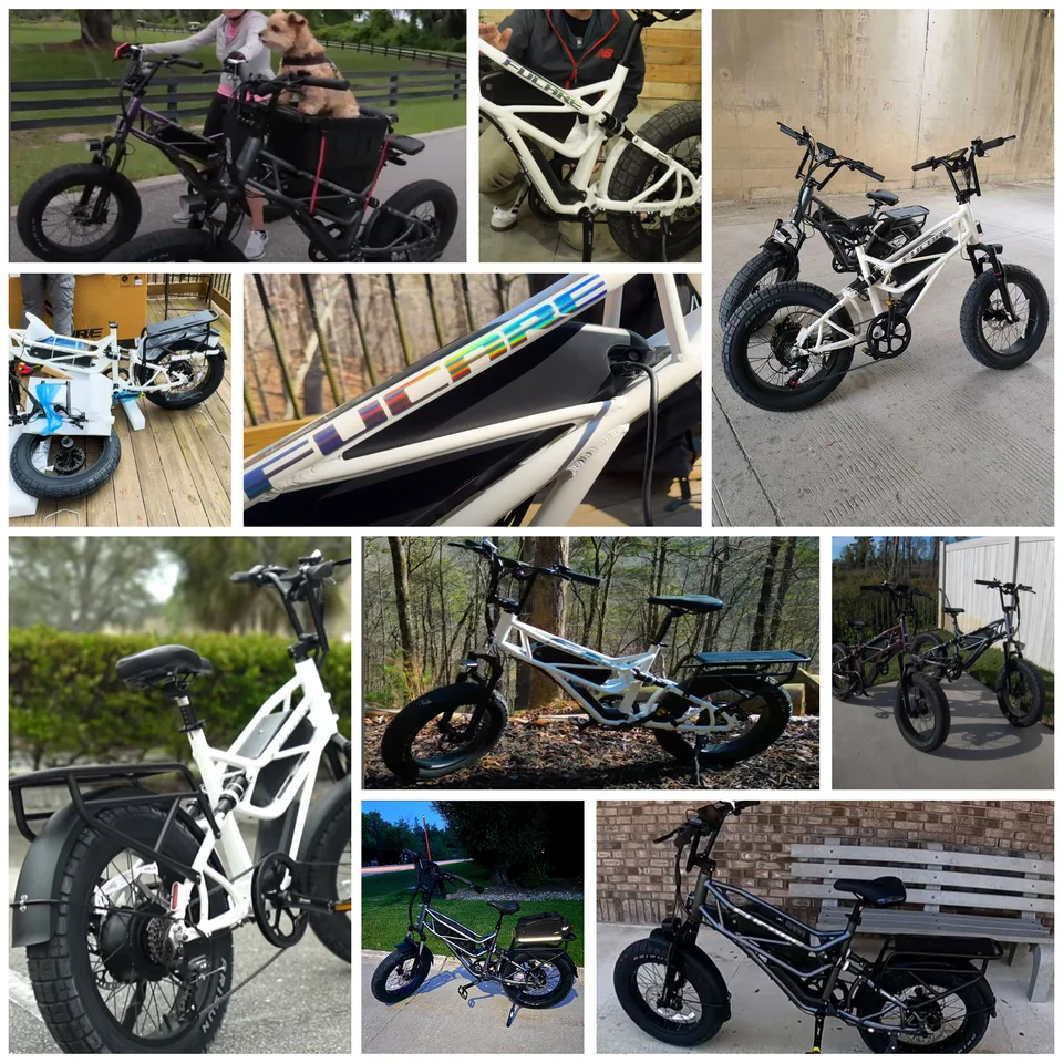 High Quality 20 Inch Aluminum Alloy Full Suspension Electric Bicycle Frame With 190mm Bike Dropout image 6