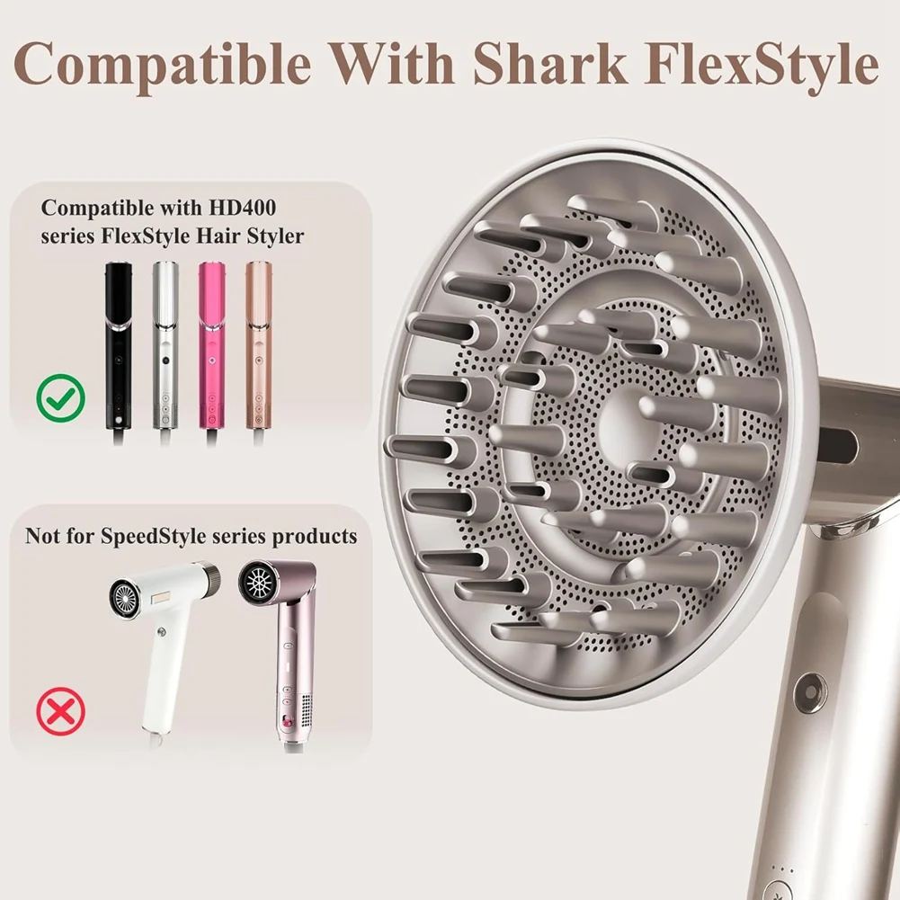 

Faster And Define, насадка-диффузор для волнистых вьющихся волос для Shark Flexstyle, модернизированная насадка для сушилки, большой бежевый-A58E