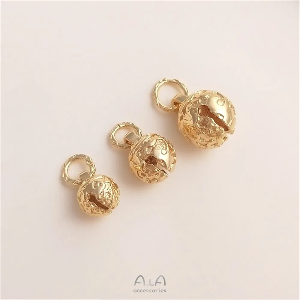

Color Preservation 14K Gold Five-pointed Starry Sky Ring Ringing Bell Pendant Round with Ring Diy Bracelet Jewelry Pendant