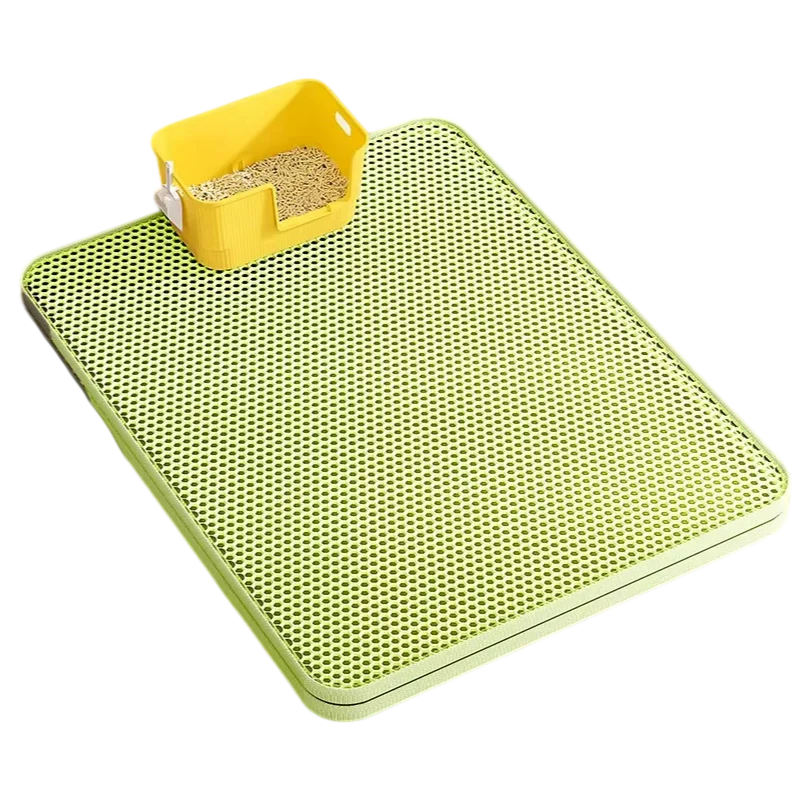 Tapis pour litière pour chats, double couche, EVA, grand trou, antidérapant, filtre pour litière, tapis pour bac à sable, accessoires pour chats