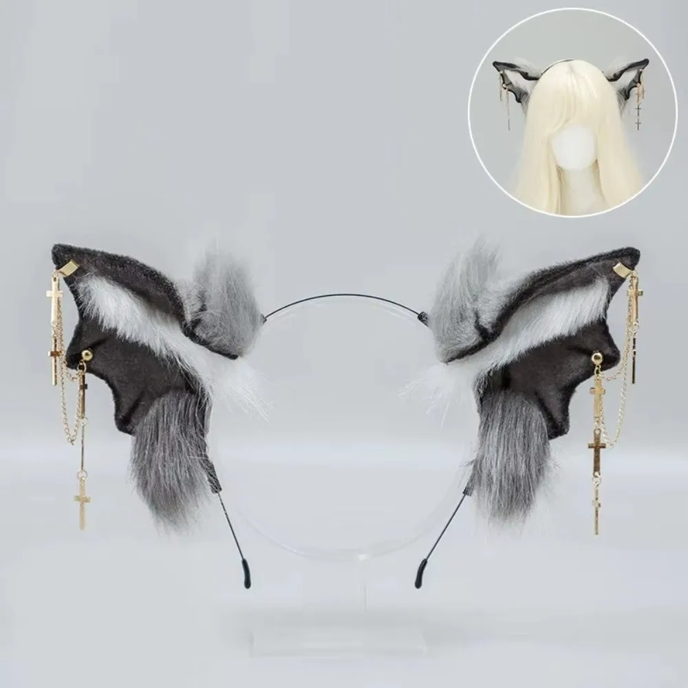 Artificial Cosplay Bat Beast Ears Headband Animal Faux Furs Gothic Headband Realistic Reusable Lolita Ears Headwear Adults