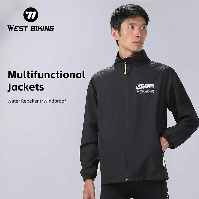 WEST BIKING ​Spring Autumn Thin Stand Collar Windproof Jacket Men Casual Cycling Slim Fit Jacket Outwear Stand Collar Coats