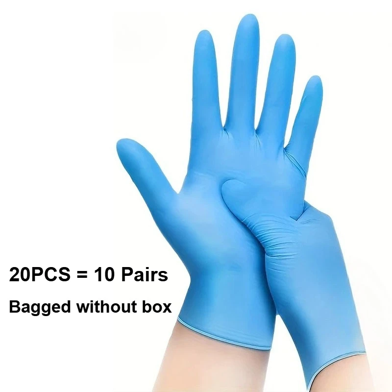 10–100 Stück blaue Nitril-Einweghandschuhe, latexfreie Sicherheits-Arbeitshandschuhe für die Reinigung von Küchenmechaniker, automatischer Schutzhandschuh