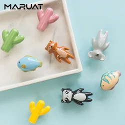 Cartoon Animals Kid's Ceramic Drawer Furniture Knobs Children Cute Cabinet Pulls Dresser Knob Cupboard Handle Furniture Handles