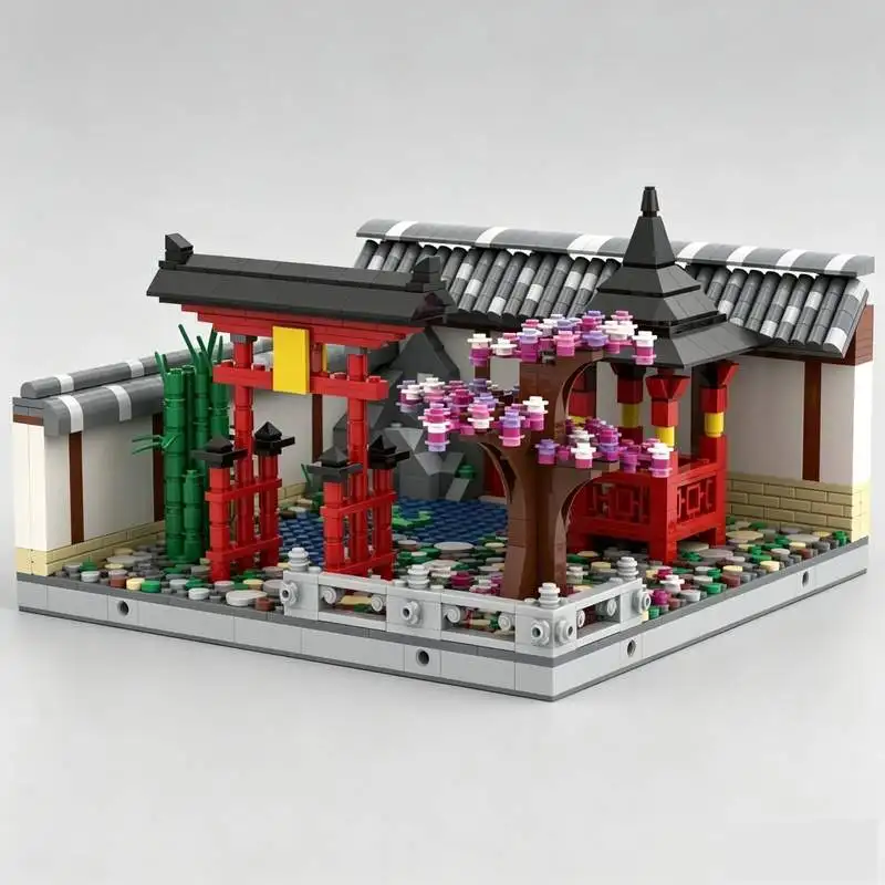 1421Parts Japanese Zen Garden MOC Model Custom Puzzle Architecture Building Blocks DIY Creative Assembly Collectible Toy Gift