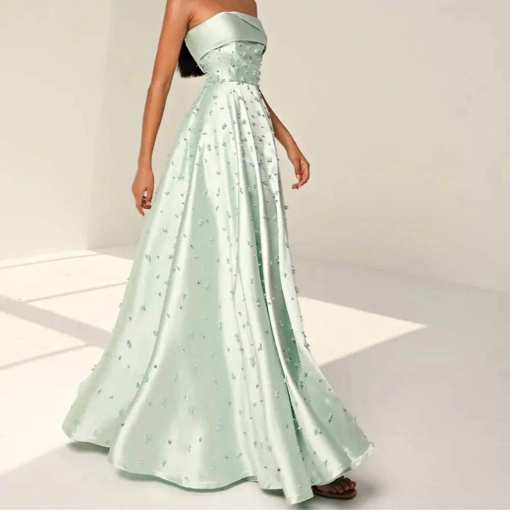 

Muloong Strapless Floor-Length Women Elegant And Pretty Luxury Prom Dress