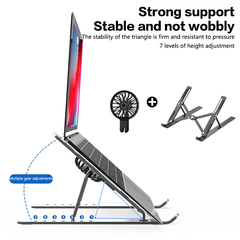 Supporto di raffreddamento per Laptop supporto di raffreddamento per Computer portatile pieghevole supporto portatile per Tablet da 16-18 pollici staffa da tavolo per Laptop con ventole