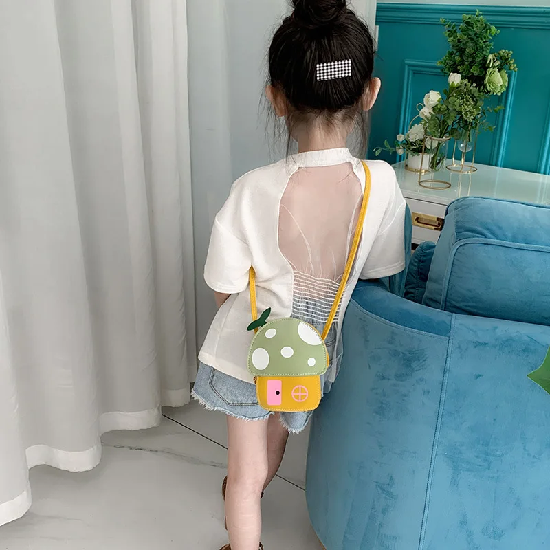 Cute New Mushroom Small House Children\'s Bags Fashion Cartoon Girls Crossbody Baby Princess Coin Bags Kids Travel Small Bag Gift