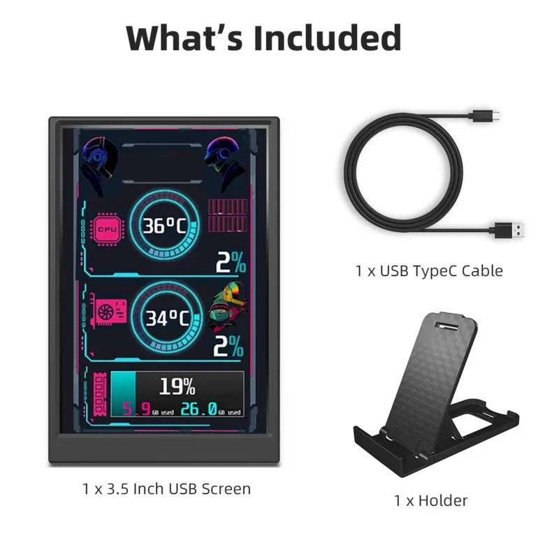 شاشة ثانوية من نوع IPS C ، شاشة USB ، لا تتوافق مع HDMI للكمبيوتر ، وحدة المعالجة المركزية ، وحدة المعالجة المركزية ، وحدة المعالجة المركزية ، ذاكرة رام ، شاشة الأقراص الصلبة ، AIDA64 ،