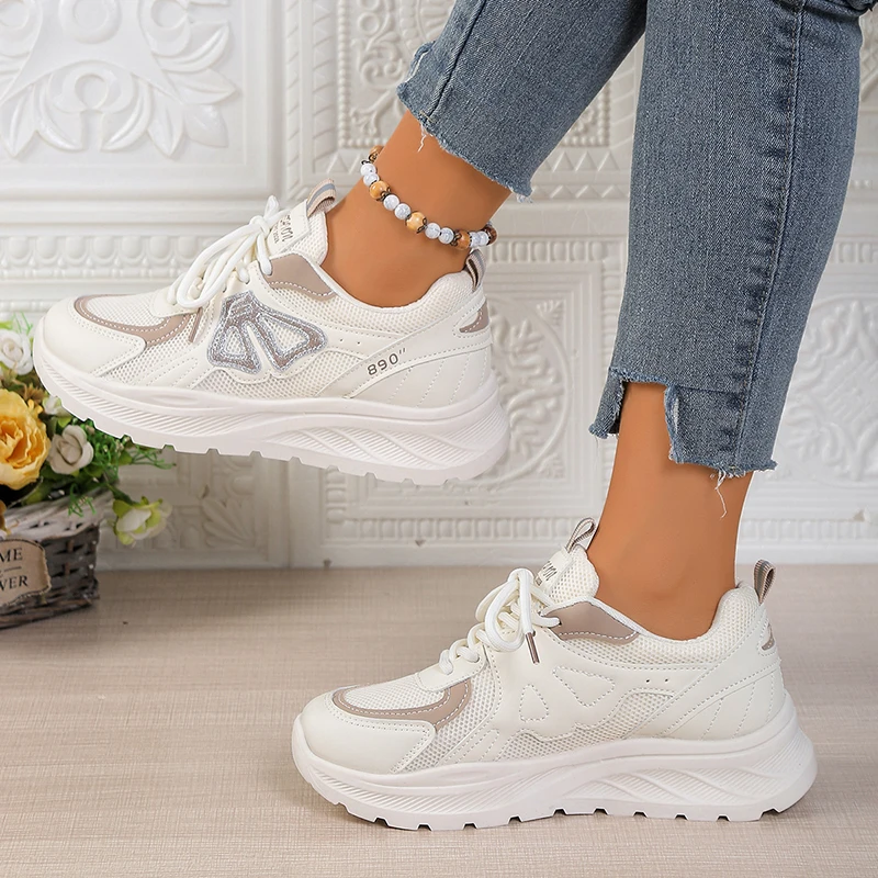 

Women's Breathable Mesh Chunky Sneakers Lightweight Non Slip Running Shoes Woman Fashion Platform Casual Sports Shoes Plus Size