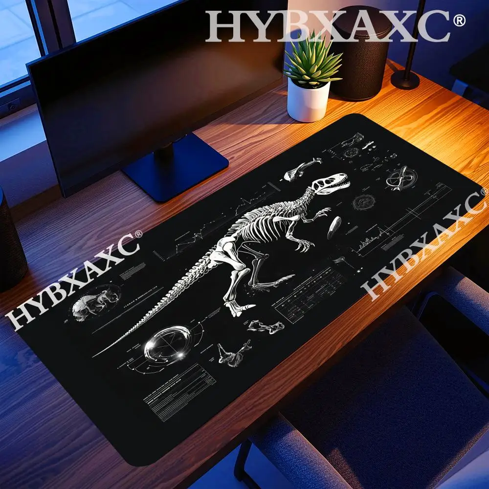 

HYBXAXC XXL Dinosaur Tech Gaming Desk Mat Black White Skeleton Non-Slip Rubber Extended Pad for PC Office Gamers