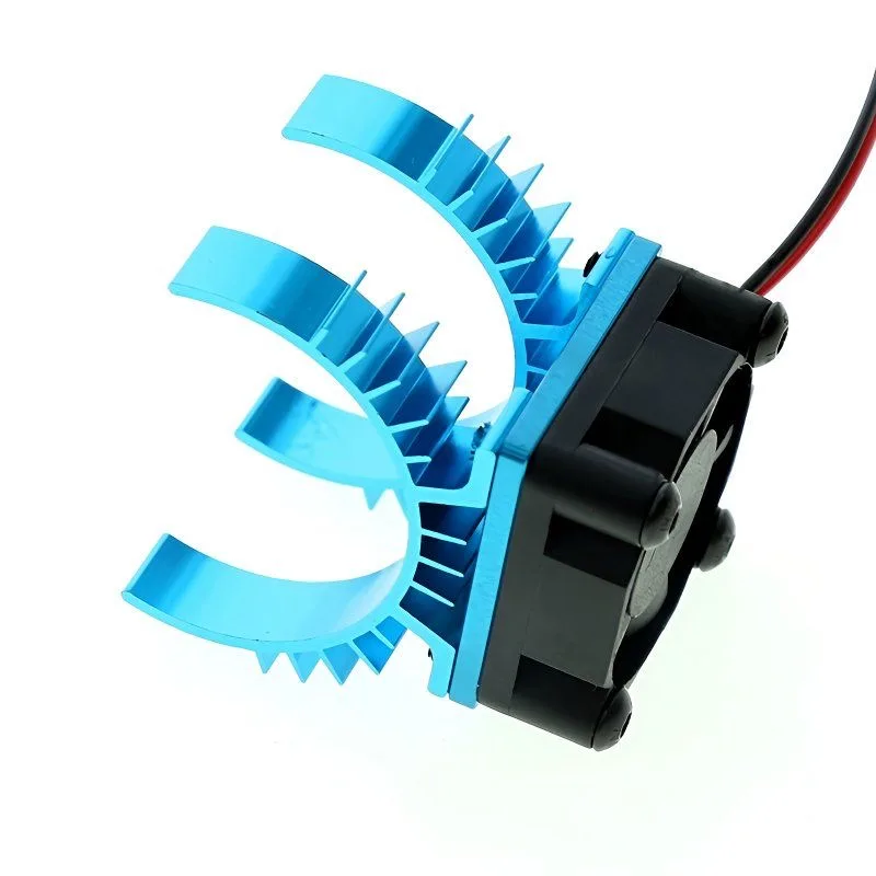 Blue RC Electric Car Motor Heatsink Cover with Cooling Fan for 1/10 Tamiya TT02 540 550 3650 Motors Heat Sink Accessory view 6