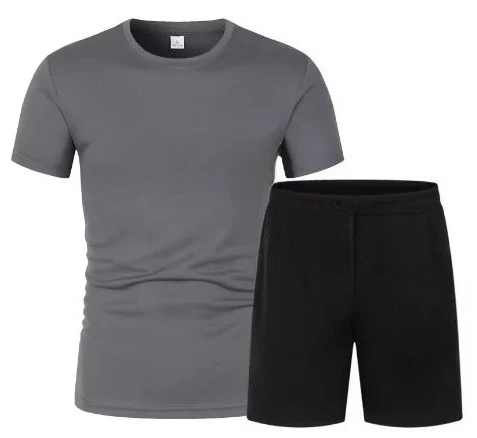 

2025 Pure Cotton Color Short Sleeve + Shorts Set Pure Cotton Men Sets Summer T-shirt Sports and Leisure Set Trend