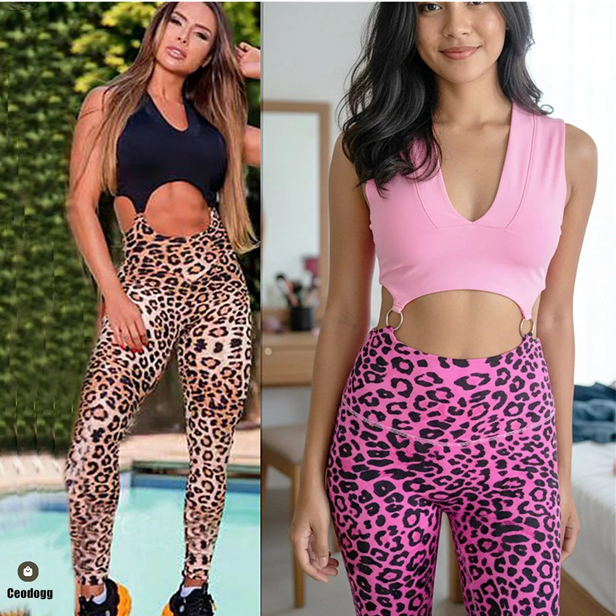 QK Pad Seperate Mental Yoga Set Scrunch Leopard One Piece Jumpsuits Women Bodycon Workout Legging Gym Fitness Active Wear XP90