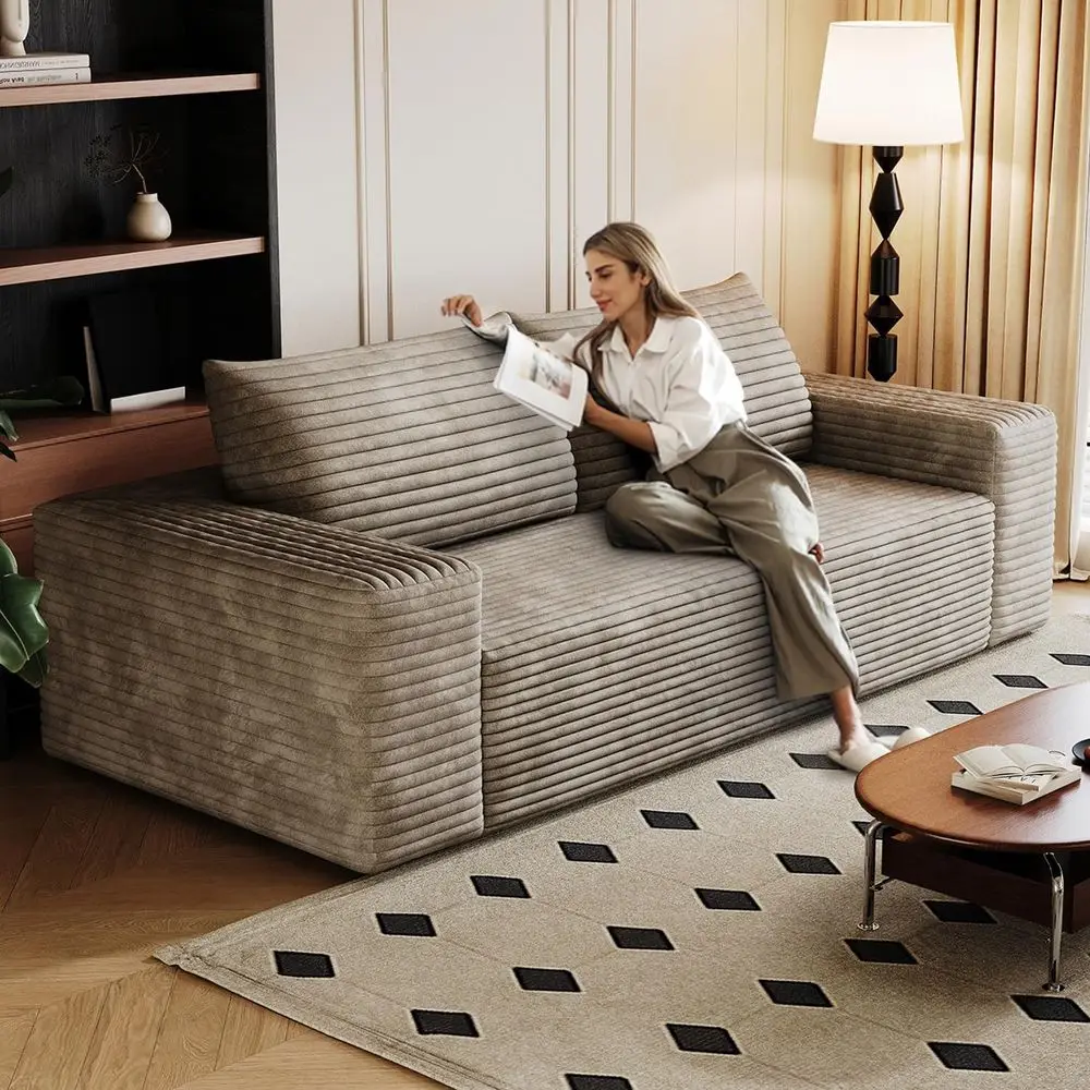 

71 Corduroy Deep Seat Couch with Memory Foam, Ideal for Small Spaces, No Assembly Needed, Perfect for Living Room and Bedroom