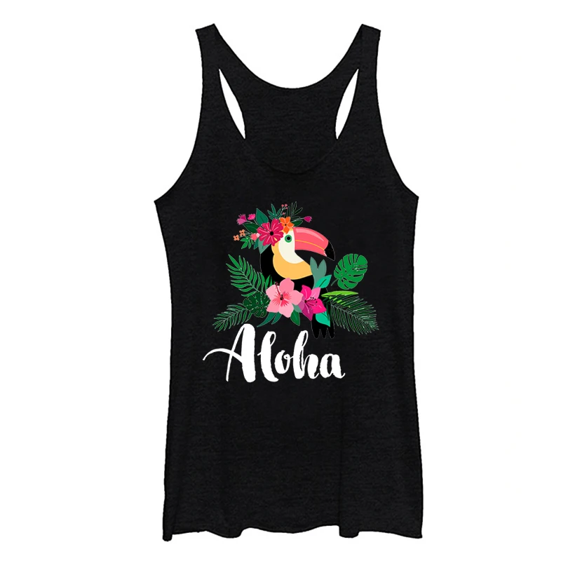 Aloha Tops Sexy Women Clothing Hawaiian Tank Top Travel Vest Summer Vacation White Top Bird Cute Clothing