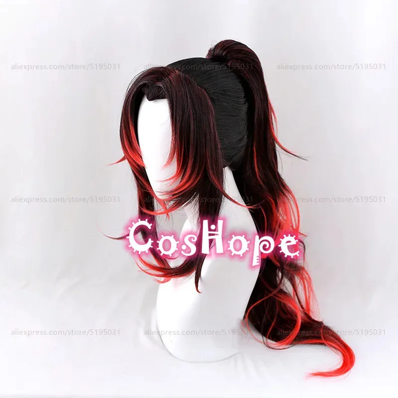 2025 Tsugikuni Yoriichi Preto Vermelho Misto Cosplay Anime Peruca Perucas Sintéticas Resistentes ao Calor